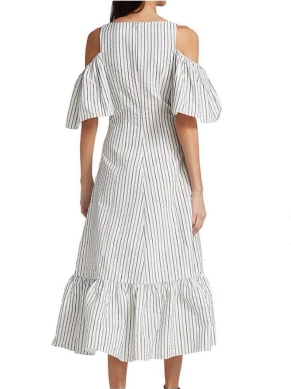 CINQ A SEPT Laurel Cold-Shoulder Knotted Cutout Midi Dress - Picture 3 of 14